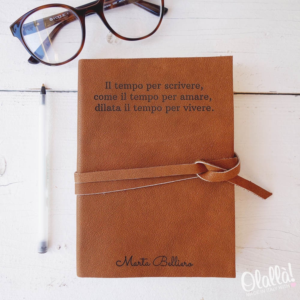 Quaderno In Pelle Artigianale Personalizzato Con Incisione Frase A Scelta Idea Regalo Laurea Olalla