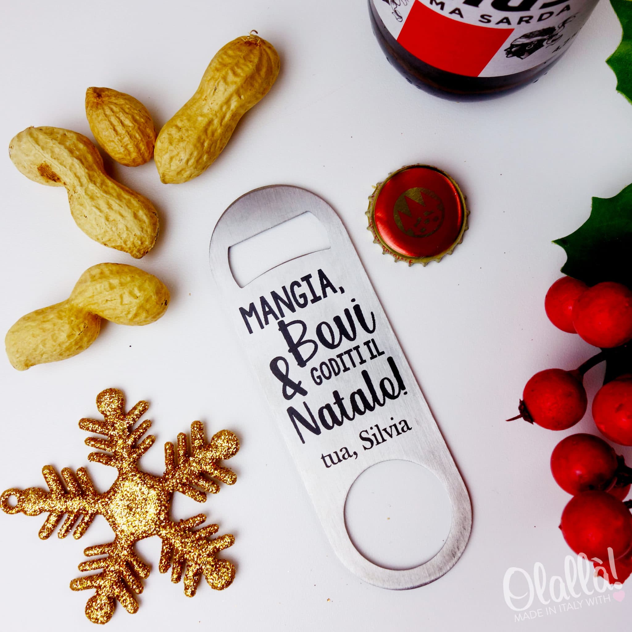 Regalo Di Natale 2.Apribottiglie Di Natale Personalizzato Con Dedica Mangia Bevi E Goditi Il Natale Olalla