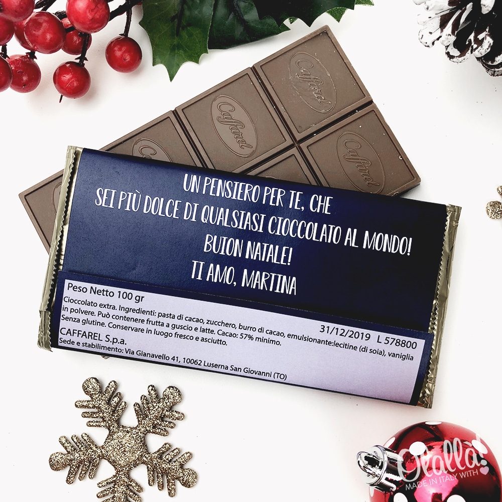 Regali Di Cioccolato Per Natale.Barretta Di Cioccolata Personalizzata Notte Stellata Idea Regalo Di Natale Olalla