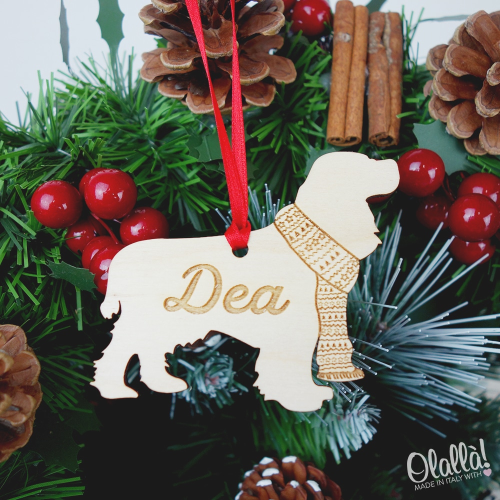 Decorazioni In Legno Natalizie.Decorazione Di Natale In Legno Personalizzata Con La Sagoma E Il Nome Del Tuo Cane Olalla