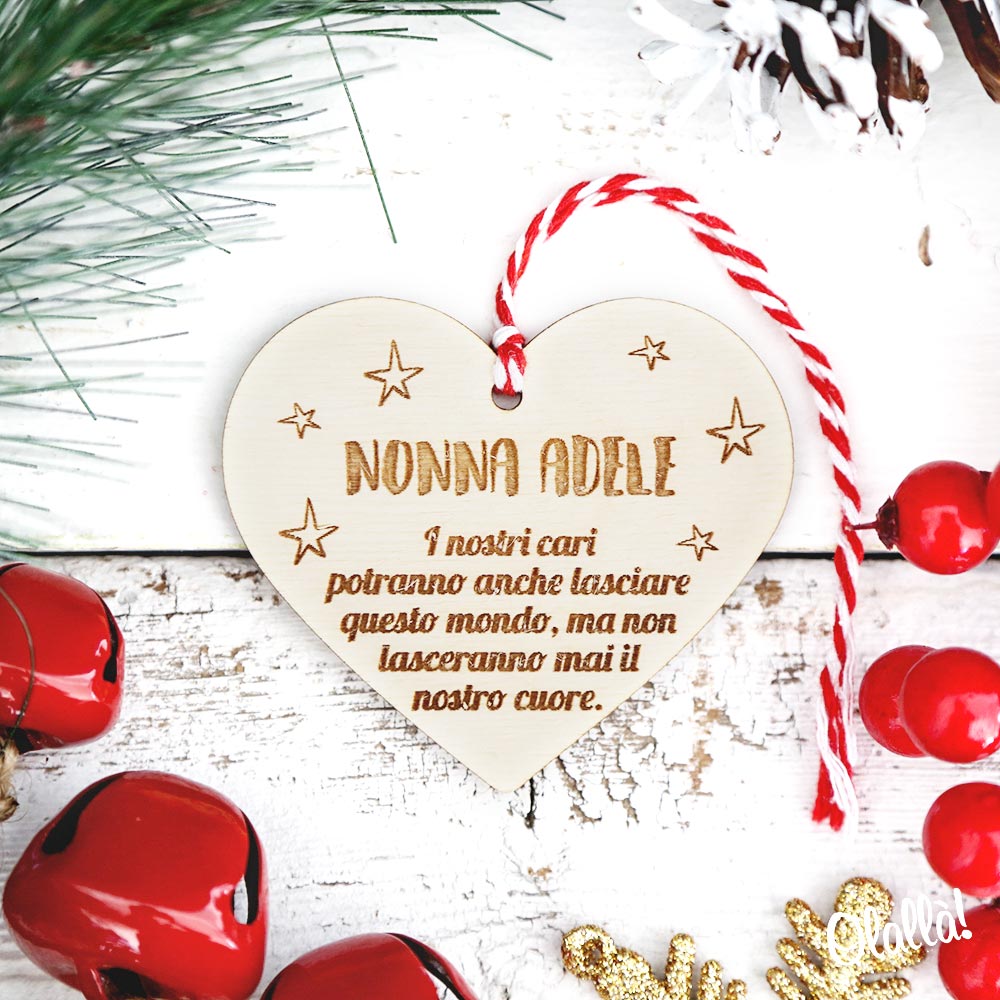 Frasi Di Natale Uniche.Addobbo Natalizio Cuore Con Frase Personalizzata Decorazione Da Appendere All Albero Di Natale Olalla