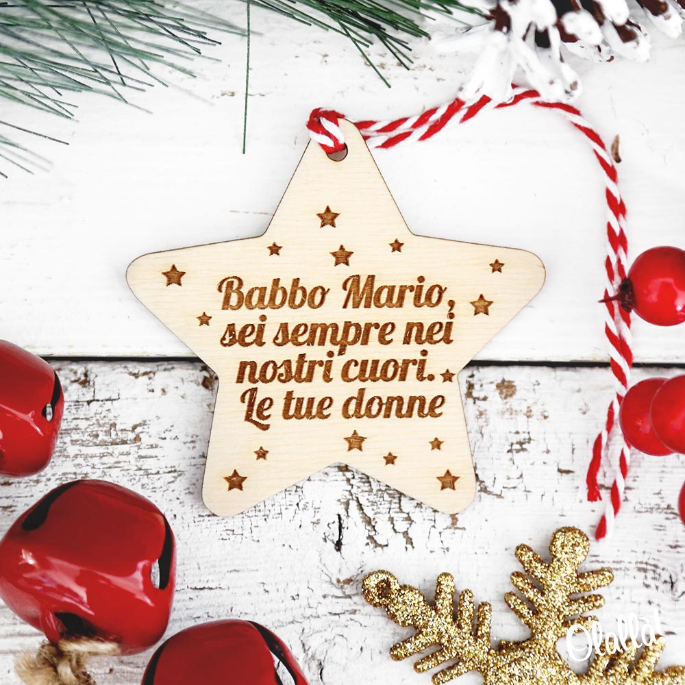 Foto Con Frasi Di Natale.Addobbo Natalizio Stella Con Frase Personalizzata Olalla