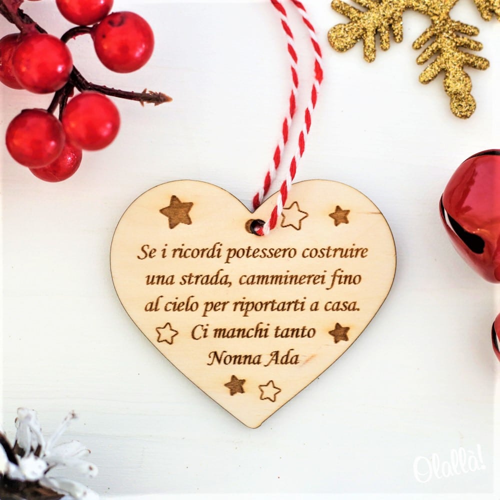 Addobbo Natalizio Cuore Con Frase Personalizzata Decorazione Da Appendere All Albero Di Natale Olalla