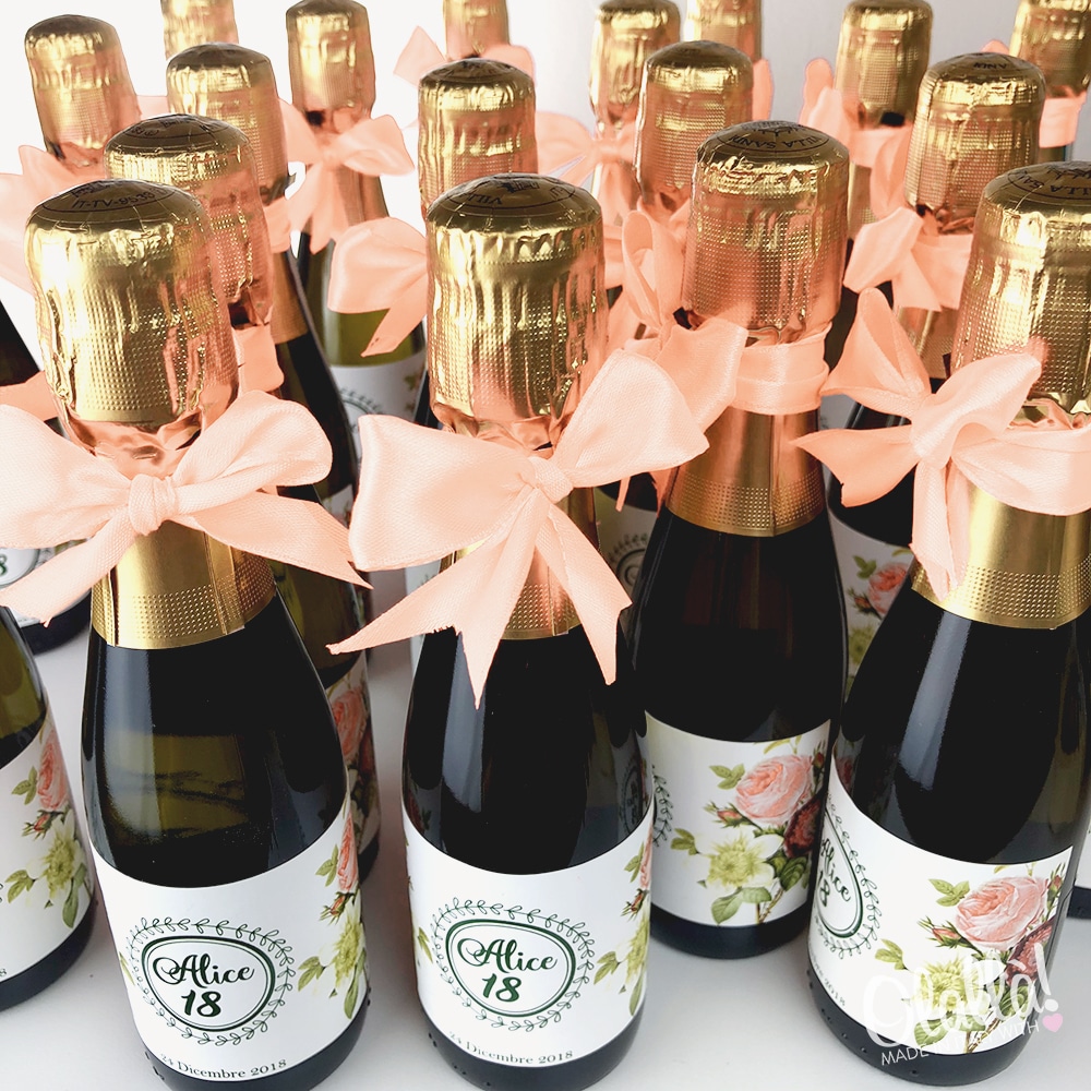 Bottigliette di Prosecco Personalizzate con Nome - Idea Bomboniera 18 Anni