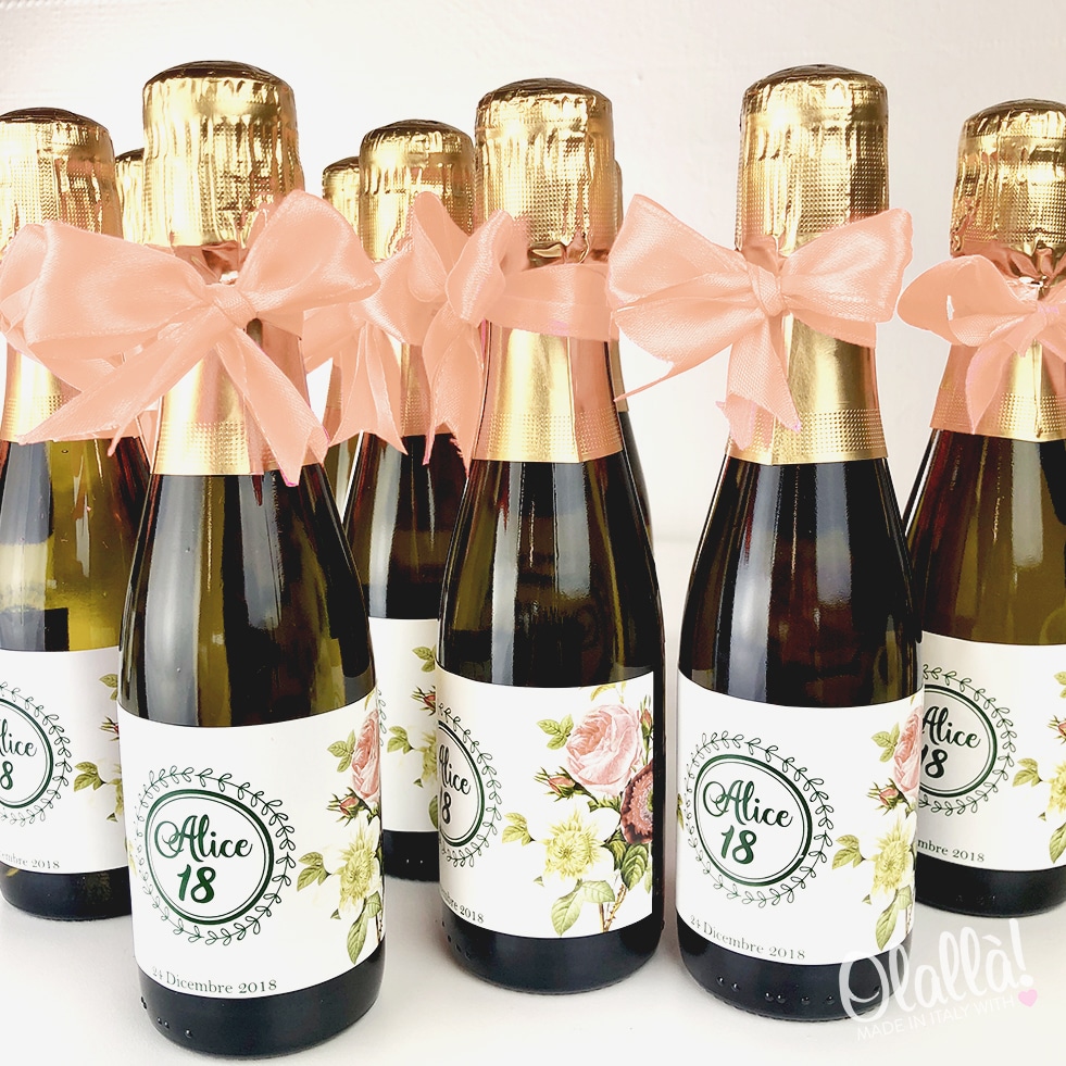 10 Mini Bottigliette Di Prosecco Personalizzate Con Nome Idea Bomboniera 18 Anni Olalla