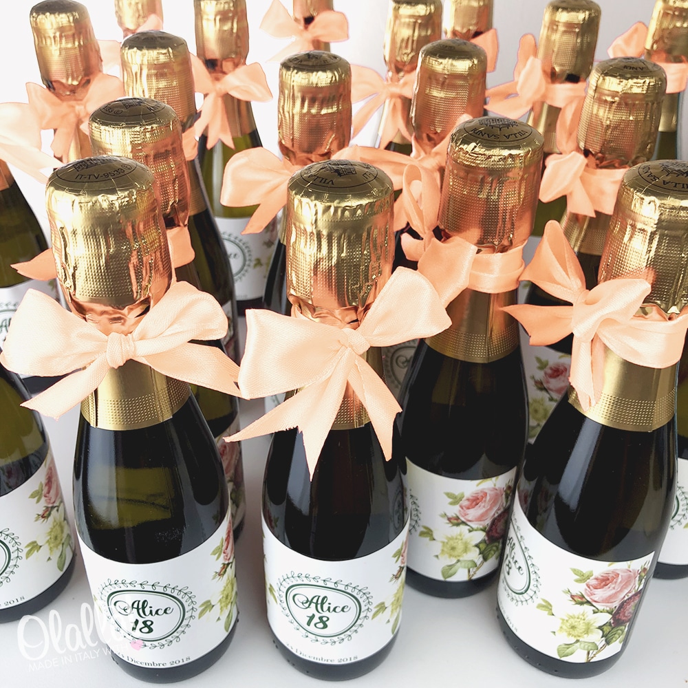 Bottigliette di Prosecco Personalizzate con Nome - Idea Bomboniera 18 Anni