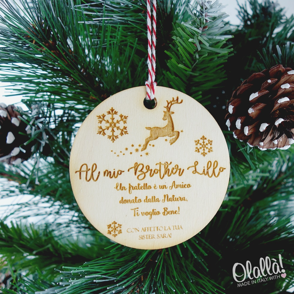 Decorazione Personalizzata In Legno Per Albero Di Natale Idea Regalo Per Fratello O Sorella Olalla