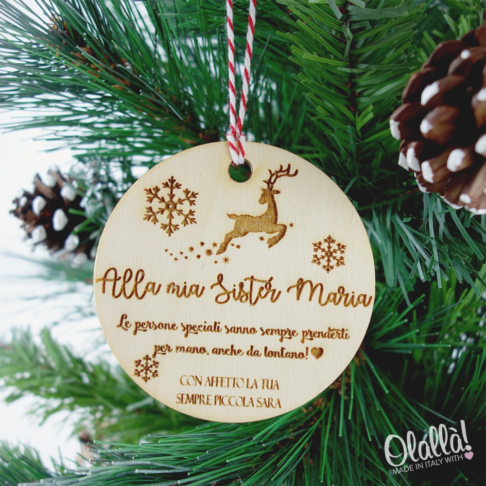 Regali Di Natale Per Mia Sorella.Decorazione Personalizzata In Legno Per Albero Di Natale Idea Regalo Per Fratello O Sorella Olalla