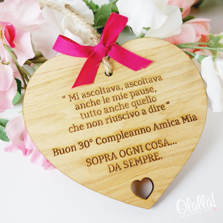 Targhetta Cuore Legno Per Papà - Regalo Francese Festa Del Papà Compleanno - Foto 6