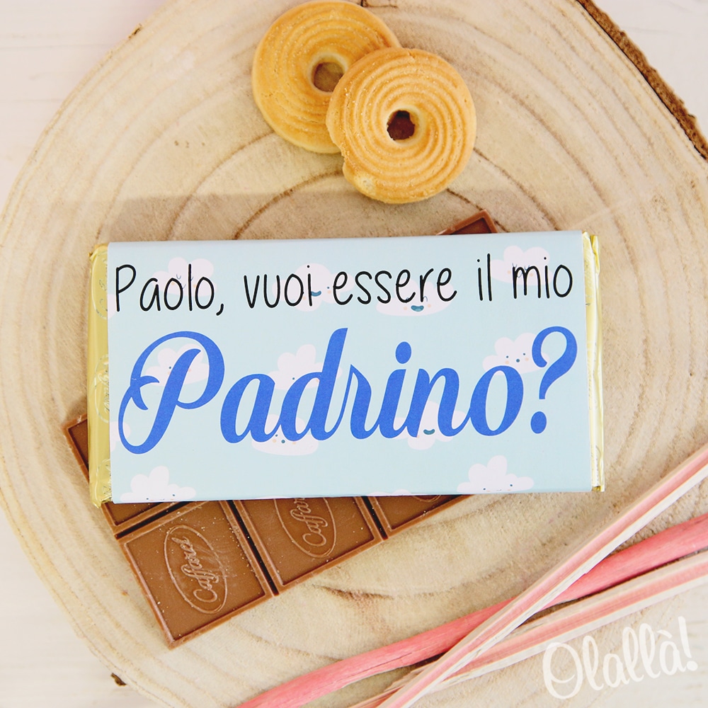 Barretta di Cioccolata Personalizzata per il Padrino