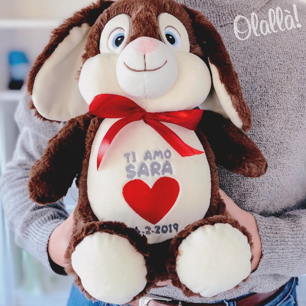 Personalizzato San Valentino Peluche Coniglio Baby Compleanno Natale Celebrazioni Boy Girl Regalo 