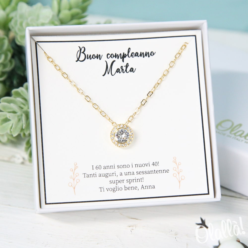 Idee Regalo Natale Mamma 60 Anni.Collana Con Pendente Dorato In Cristallo Swarovski Oliver Weber Idea Regalo 60 Compleanno Olalla