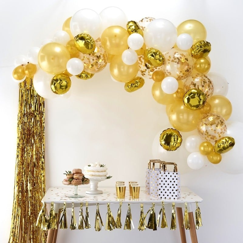 Ghirlanda di Palloncini Oro e Bianco per Festa 50° Compleanno o