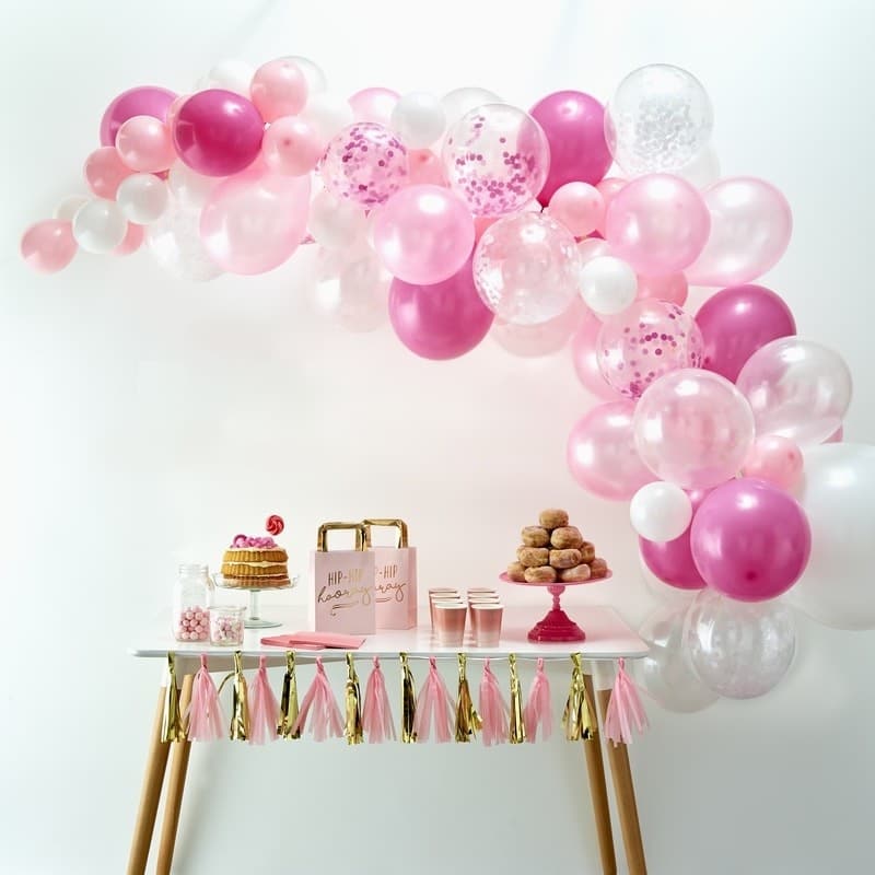 Ghirlanda di Palloncini Colorati Rosa e Fucsia per Battesimo o Compleanno  Femminuccia