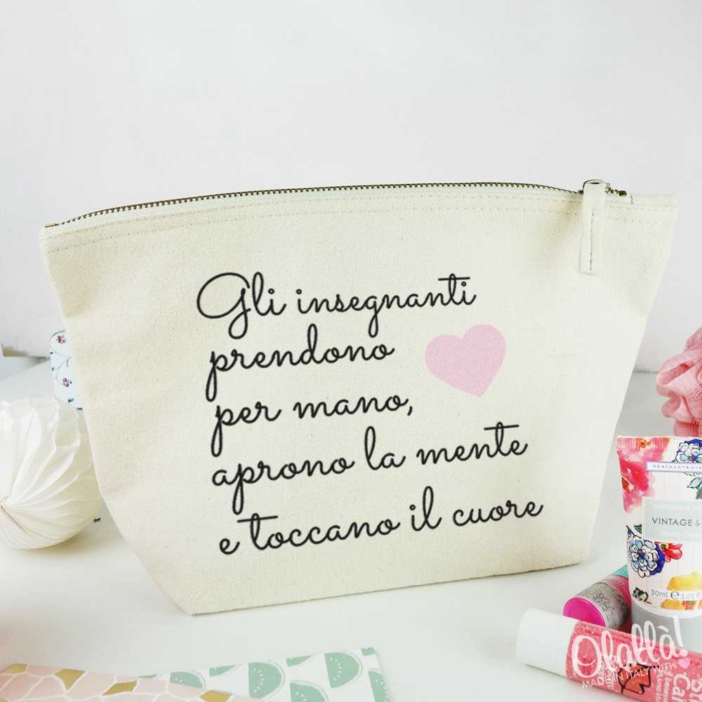 Regali Di Natale Per Le Maestre D Asilo.Pochette Beauty Case Personalizzato Con Frase Idea Regalo Maestra Olalla