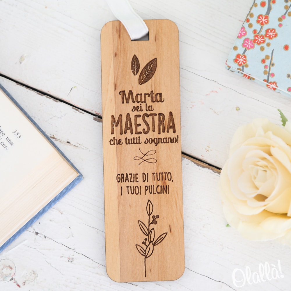 Segnalibri in legno personalizzati con scritta dedica regalo