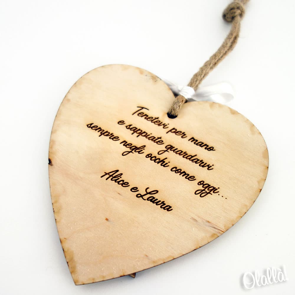 Cuore da Appendere in Legno Personalizzato con Ritratto Sposi Mini-me -  Regalo Matrimonio