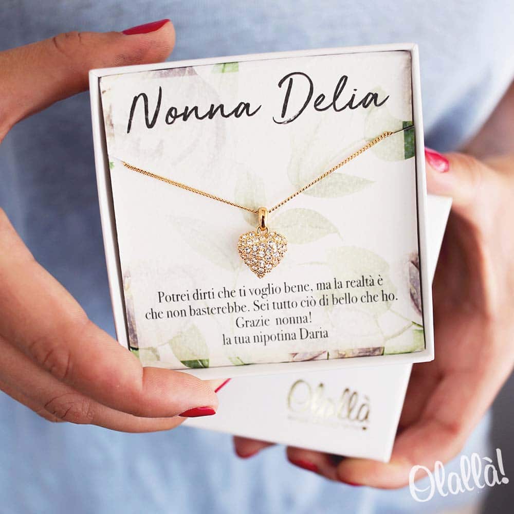Idee Regalo Natale Nonna.Collana Con Pendente A Cuore Dorato Con Cristalli Swarovski Oliver Weber Idea Regalo Nonna Olalla