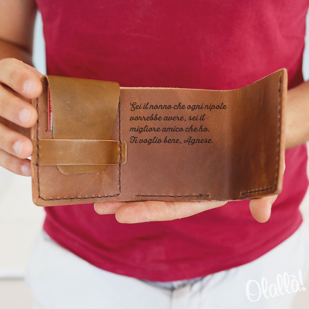 Portafoglio In Cuoio Personalizzato Con Frase Regalo Laurea Uomo Olalla