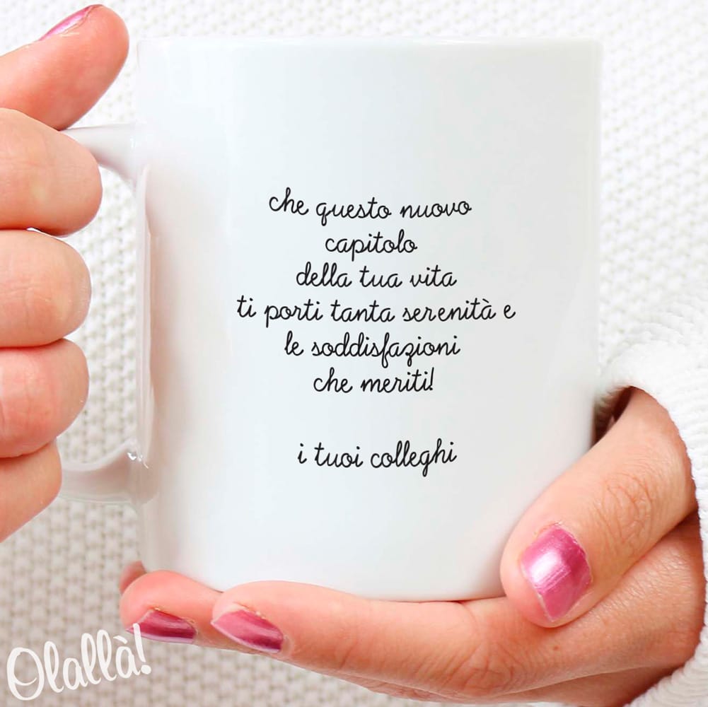 Tazza Personalizzata con il tuo Augurio, Fiori e Rami - Regalo di Addio  Collega