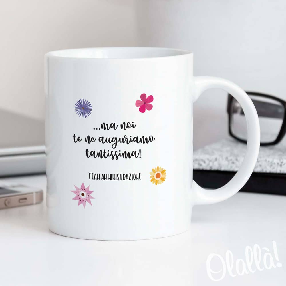 Tazza Personalizzata con Dedica e Fiori Colorati - Regalo per