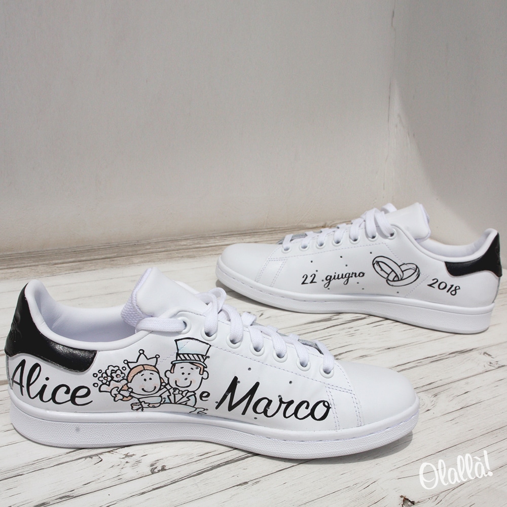 Scarpe Adidas Stan Smith Personalizzate con Disegni e Scritte a Tema  Matrimonio - Regalo Sposi | Olalla