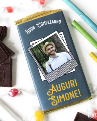 Barretta di Cioccolata Personalizzata con Foto e Dedica - Idea Regalo Compleanno per Lui