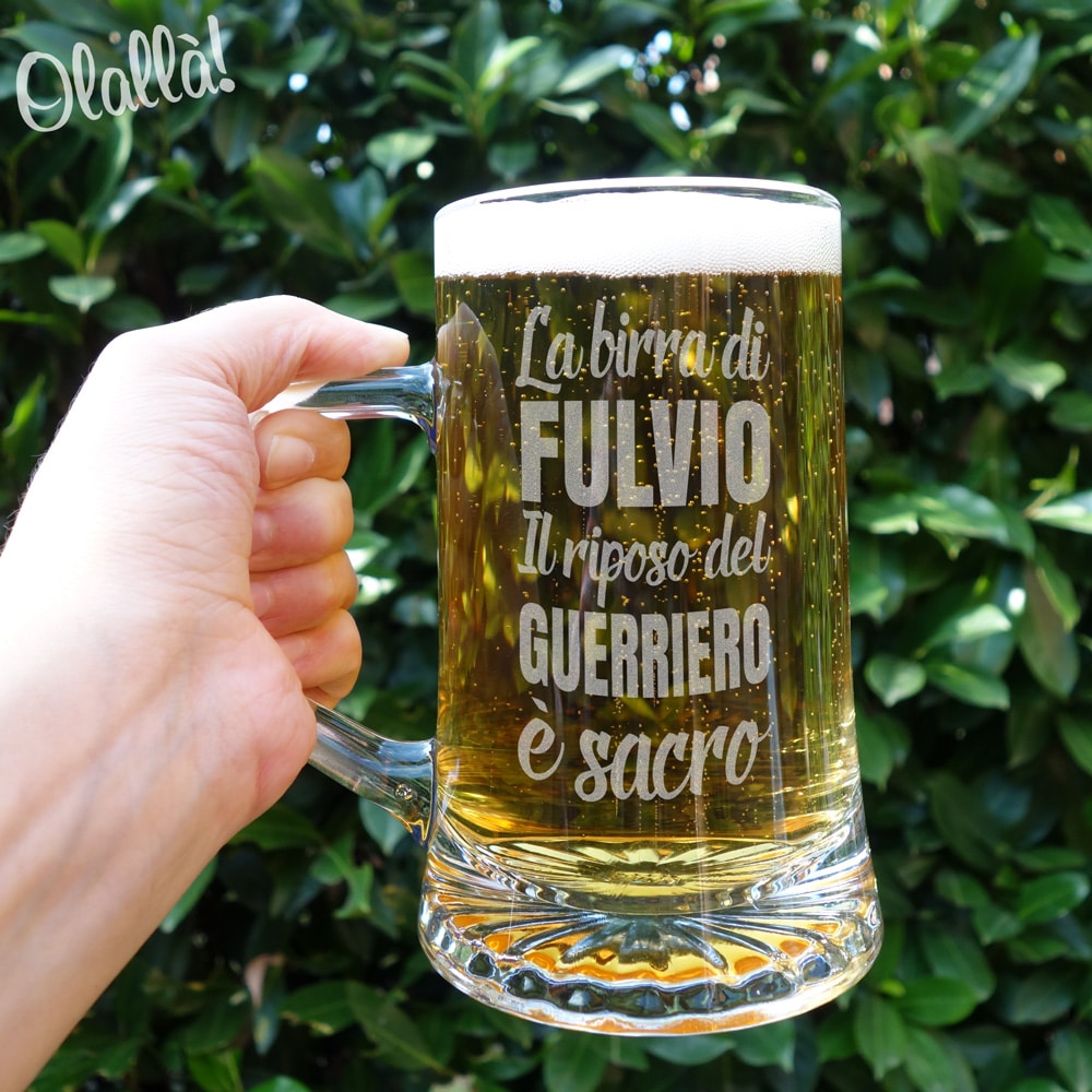 Boccale da Birra con Frase la Birra di Il Riposo del Guerriero  Personalizzabile - Idea Regalo per Lui