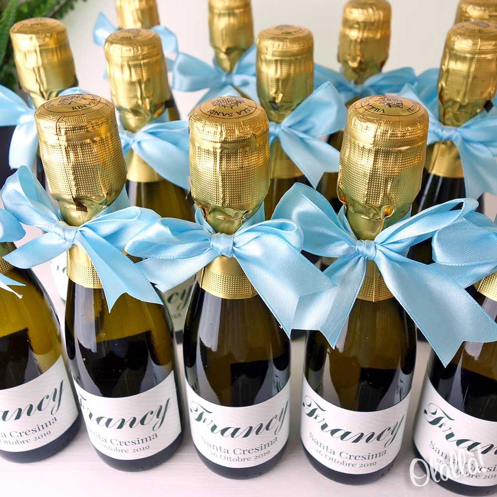 Bottigliette di Prosecco con Etichetta Personalizzabile - Bomboniera Cresima,  Comunione o Battesimo