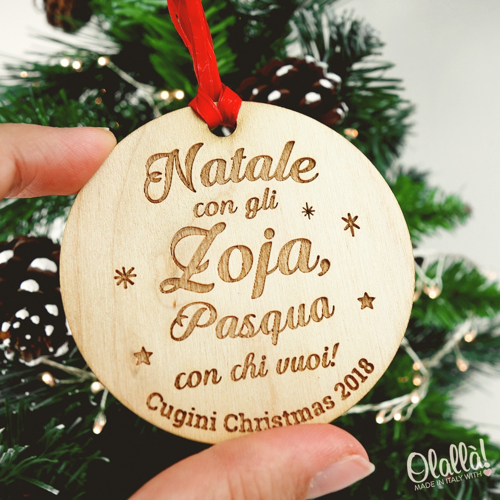 Albero Di Natale Frasi.Decorazione Di Legno Da Appendere All Albero Di Natale Personalizzata Con Frase Pallina Albero Natale Olalla