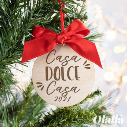 Decorazione di Legno Personalizzabile da Appendere all Albero di Natale " Casa Dolce Casa" - immagine 4