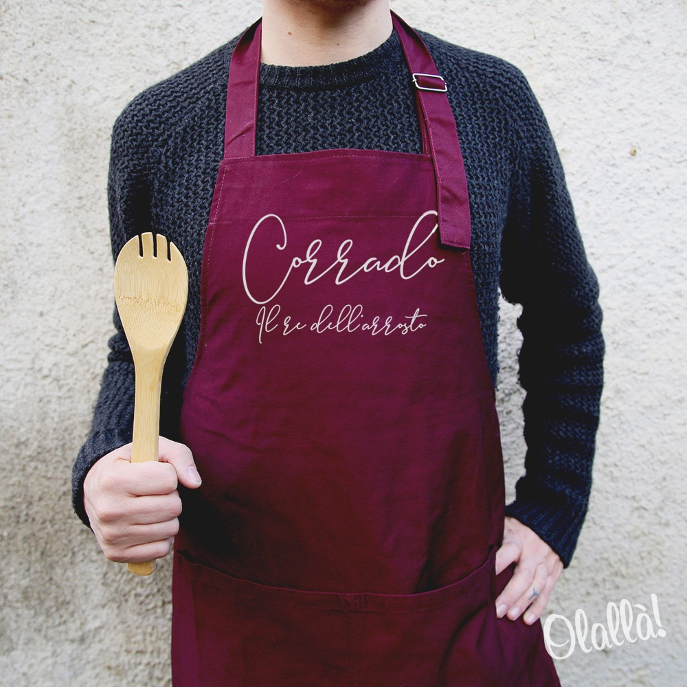 Grembiule da Cucina Personalizzato con Nome e Frase Simpatica - Idea Regalo Uomo  Divertente