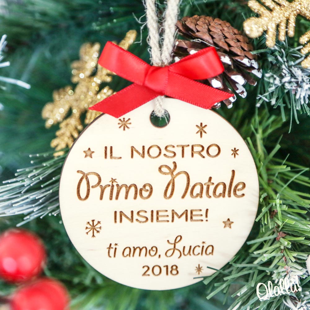 Foto Di Natale Con Frasi.Decorazione Di Legno Da Appendere All Albero Di Natale Personalizzata Con Frase E Decoro Fiocchi Di Neve Olalla