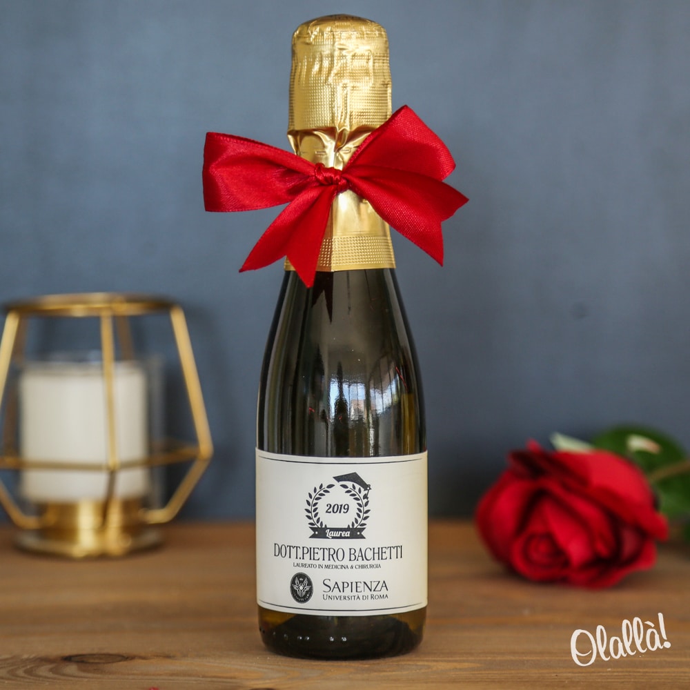 10 Mini Bottigliette Di Prosecco Con Etichetta Personalizzabile E Logo Universita Bomboniera Laurea Originale Olalla