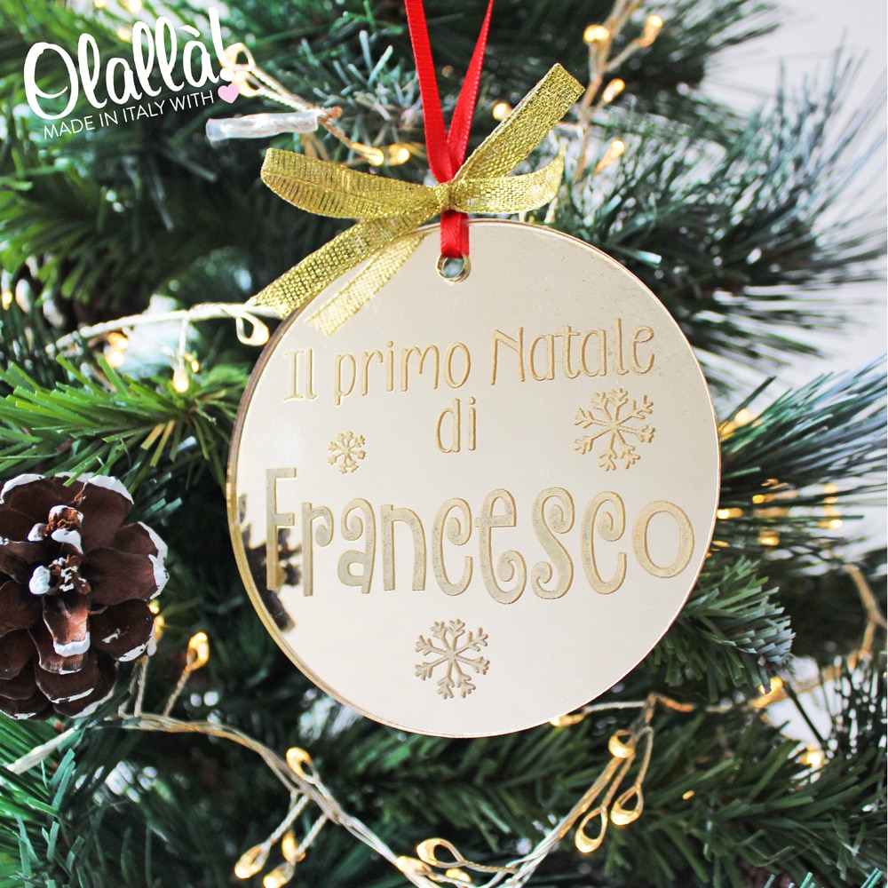 Fiocchi Per Regali Di Natale.Decorazione Per Albero Di Natale In Plexiglass Personalizzata Con Nome E Fiocchi Di Neve Idea Regalo Primo Natale Olalla