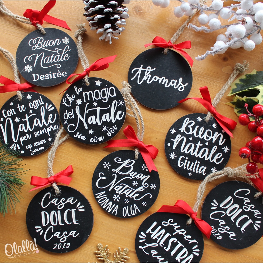 Decorazione Di Legno Da Appendere All Albero Di Natale Personalizzabile Con Nome E Fiocchi Di Neve Olalla