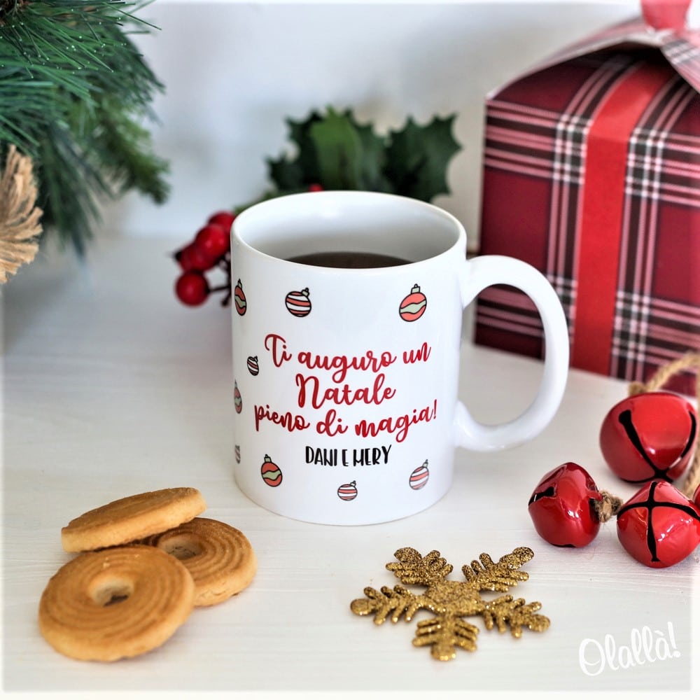 Tazza personalizzata per Natale con piccolo riccio e nome