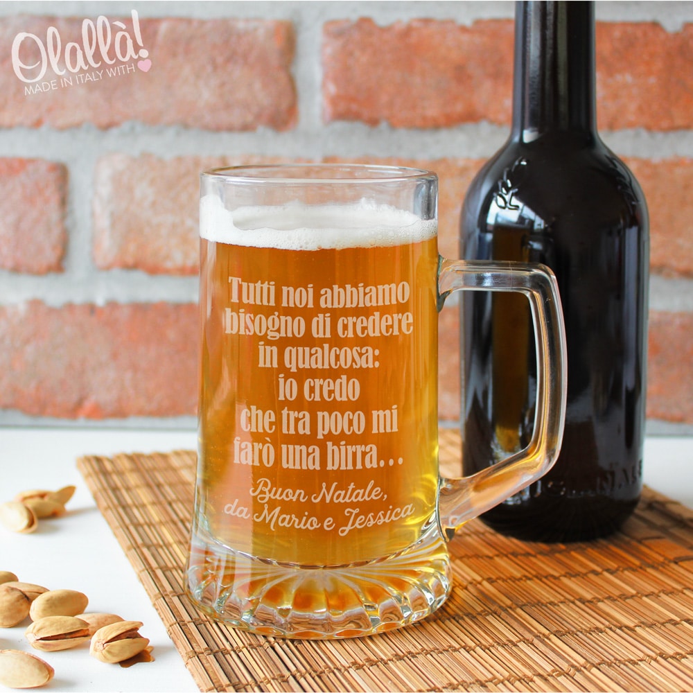 Boccale da Birra Natalizio Personalizzato con Dedica - Idea Regalo