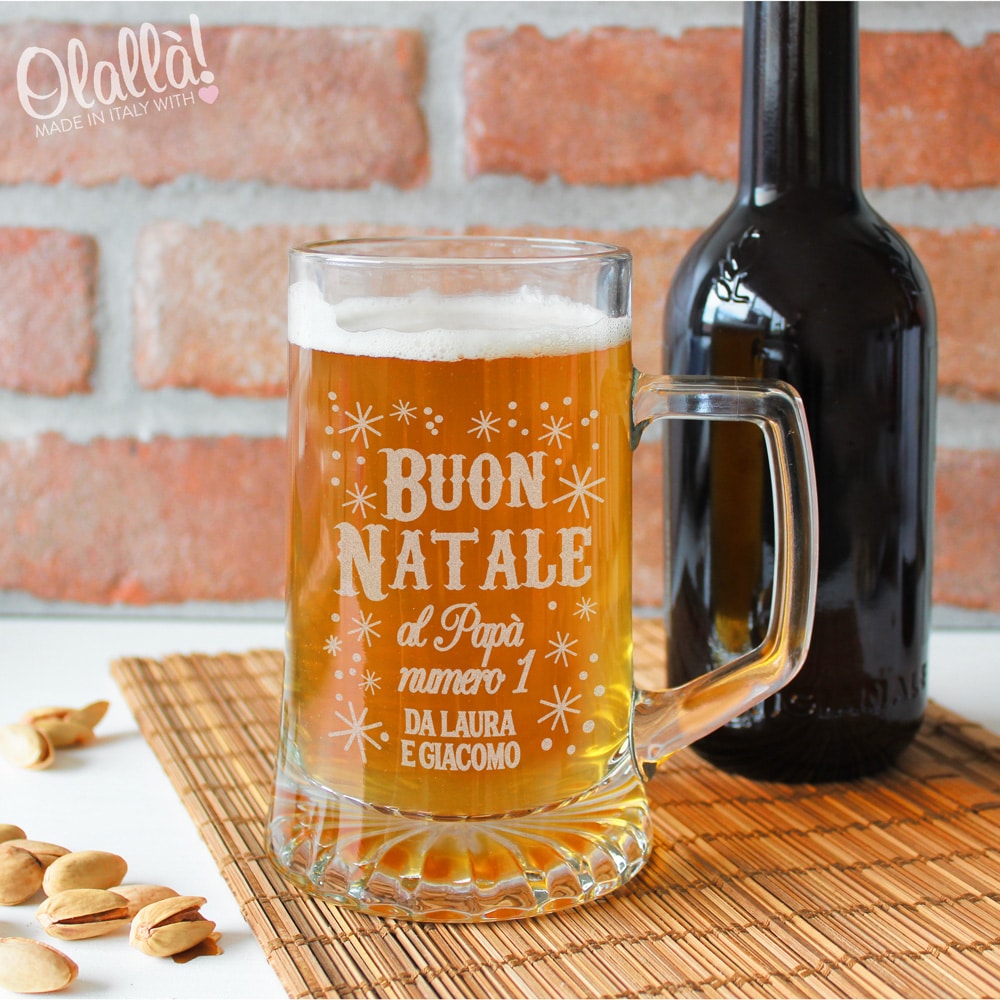 Boccale da Birra Personalizzato con Dedica e Decorazioni Natalizie