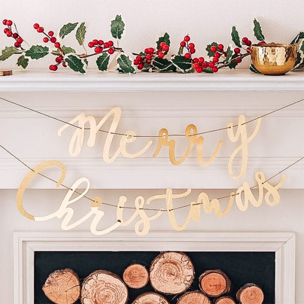 Festone Ghirlanda in Acrilico Oro Metallizzato "Merry Christmas"