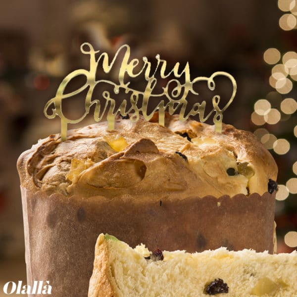 Cake Topper con la Scritta "Merry Christmas" - Decorazione Natale