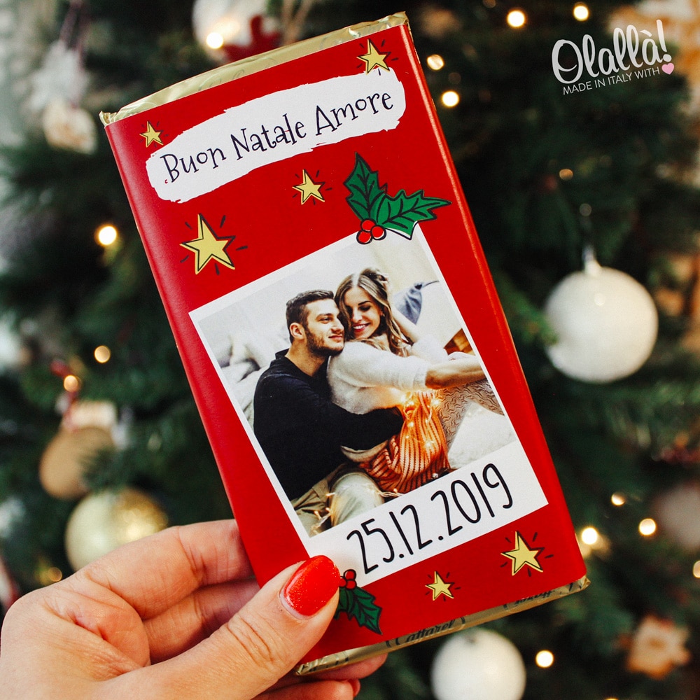 Idee Regalo Natale Moroso.Barretta Di Cioccolata Natalizia Personalizzata Con Foto E Dedica Idea Regalo Natale Fidanzati Olalla