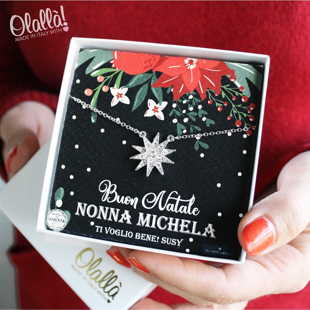 Regali Di Natale Swarovski.Collana Con Pendente Stella Di Neve Con Cristalli Swarovski Oliver Weber Regalo Natale Per Lei Olalla