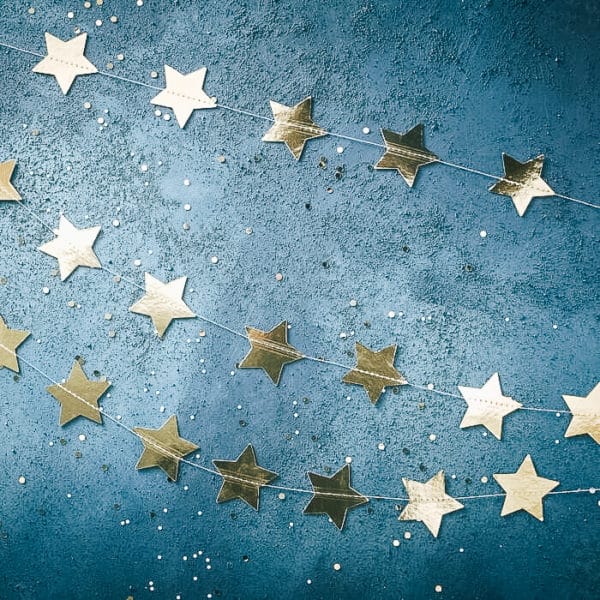 Ghirlanda di Stelline Dorate per Decoro Festa Compleanno Natale