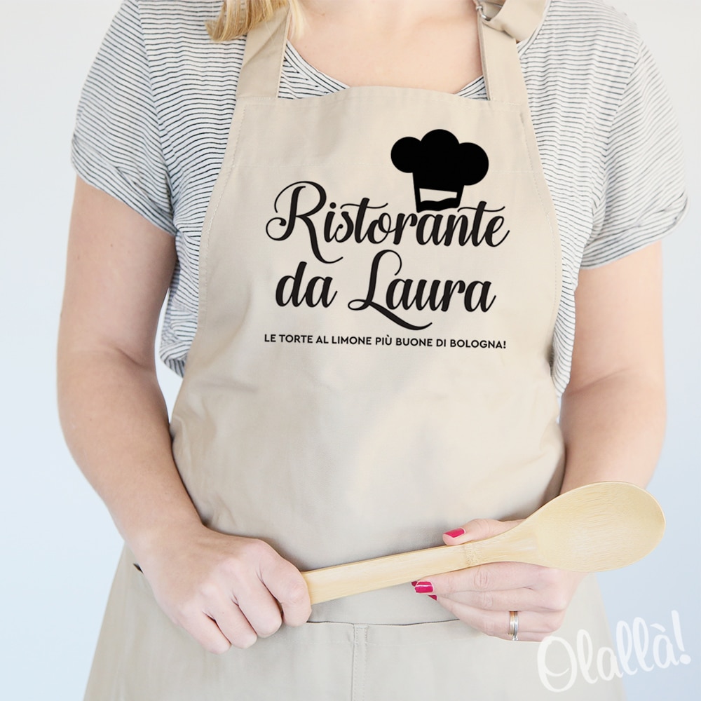 grembiule da cucina unisex personalizzabile con testo, frase, dedica