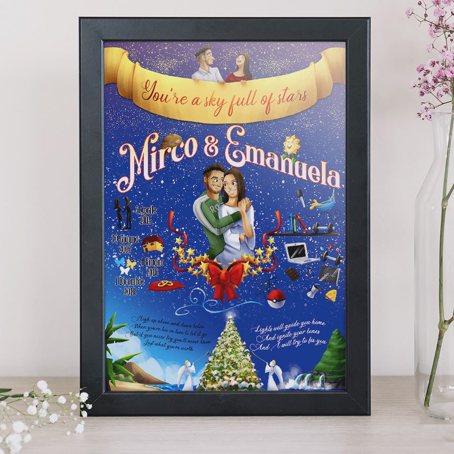 Regalo Natale Amore.Illustrazione Digitale Personalizzata La Tua Storia D Amore Regalo Di Natale Originale Olalla