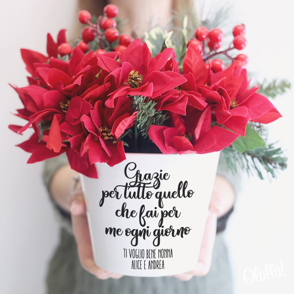 Regali Di Natale Per Un Amica.Vaso Di Ceramica Personalizzato Con Frase E Foto Regali Di Natale Nonna Mamma Zia Amica Olalla