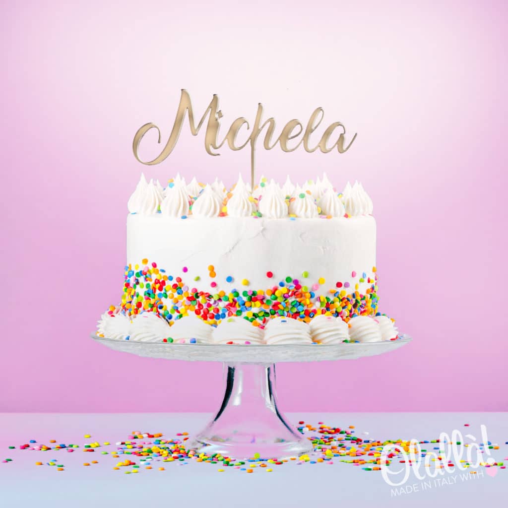 Cake Topper Personalizzato Buon Compleanno con Anni e Nome | Olallà