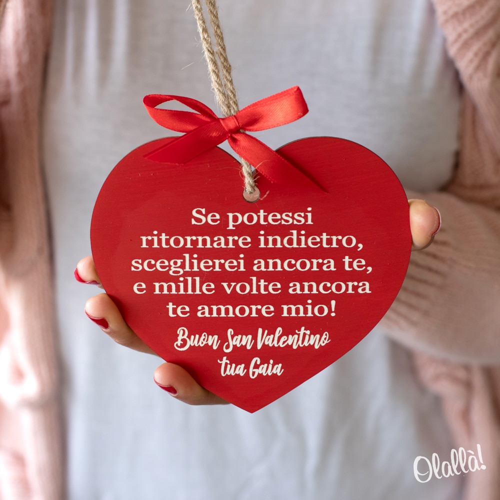 Targhetta Cuore Colorato in Legno Personalizzato con Dedica – Idea Regalo  San Valentino o Anniversario