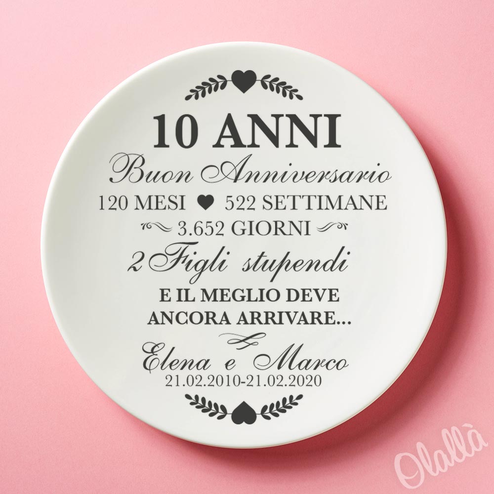 Piatto In Ceramica Personalizzato Con La Vostra Storia D Amore Idea Regalo Anniversario Olalla